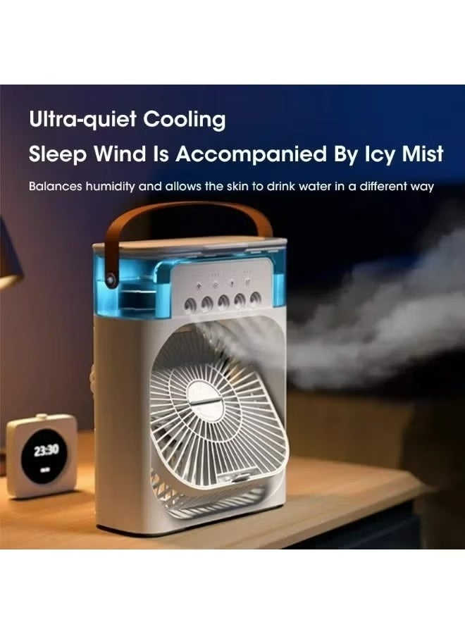 3-in-1 Portable Air Cooler Fan - Personal Desktop Humidifier with 600ML Water Tank, 7-Color LED Night Light, 3 Wind Speeds & 3 Spray Modes - USB Rechargeable Evaporative Cooling Fan for Home, Office & Travel - Image 5